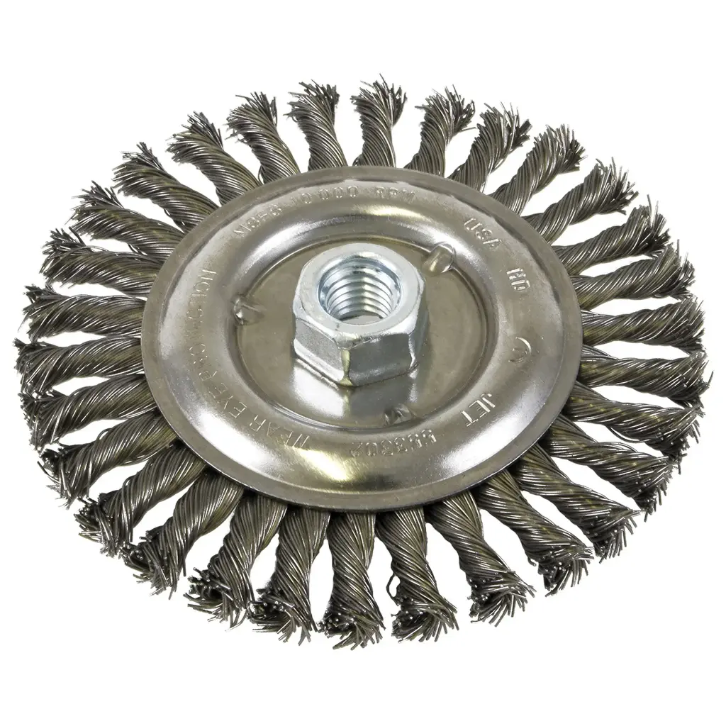 Brosses à Fils Métalliques à roue en fil de nœud standard à face filetée 6 x 1/2 x 5/8-11NC