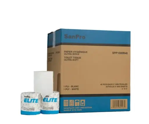 [SPP1000R48] SanPro® Elite Papier hygiénique en rouleau standard 1 pli 1000 feuilles 48/Cs